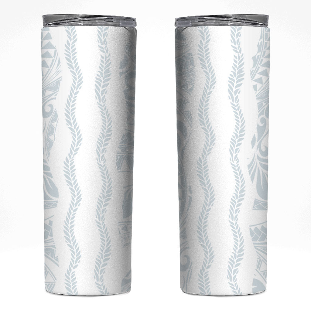 Samoa Lotu Tamaiti Skinny Tumbler Teuila With Tribal Motifs LT05 White - Polynesian Pride
