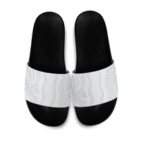 Samoa Lotu Tamaiti Slide Sandals Teuila With Tribal Motifs LT05 White - Polynesian Pride