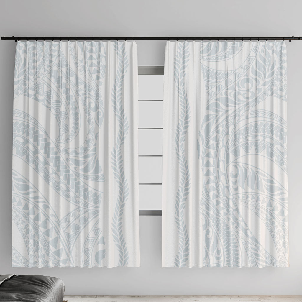 Samoa Lotu Tamaiti Window Curtain Teuila With Tribal Motifs LT05 With Hooks White - Polynesian Pride