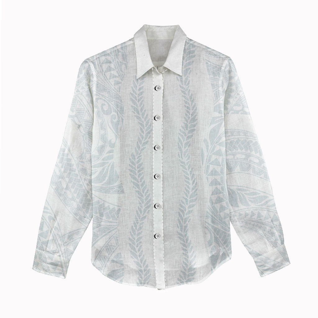 Samoa Lotu Tamaiti Women Casual Shirt Teuila With Tribal Motifs LT05 - Polynesian Pride