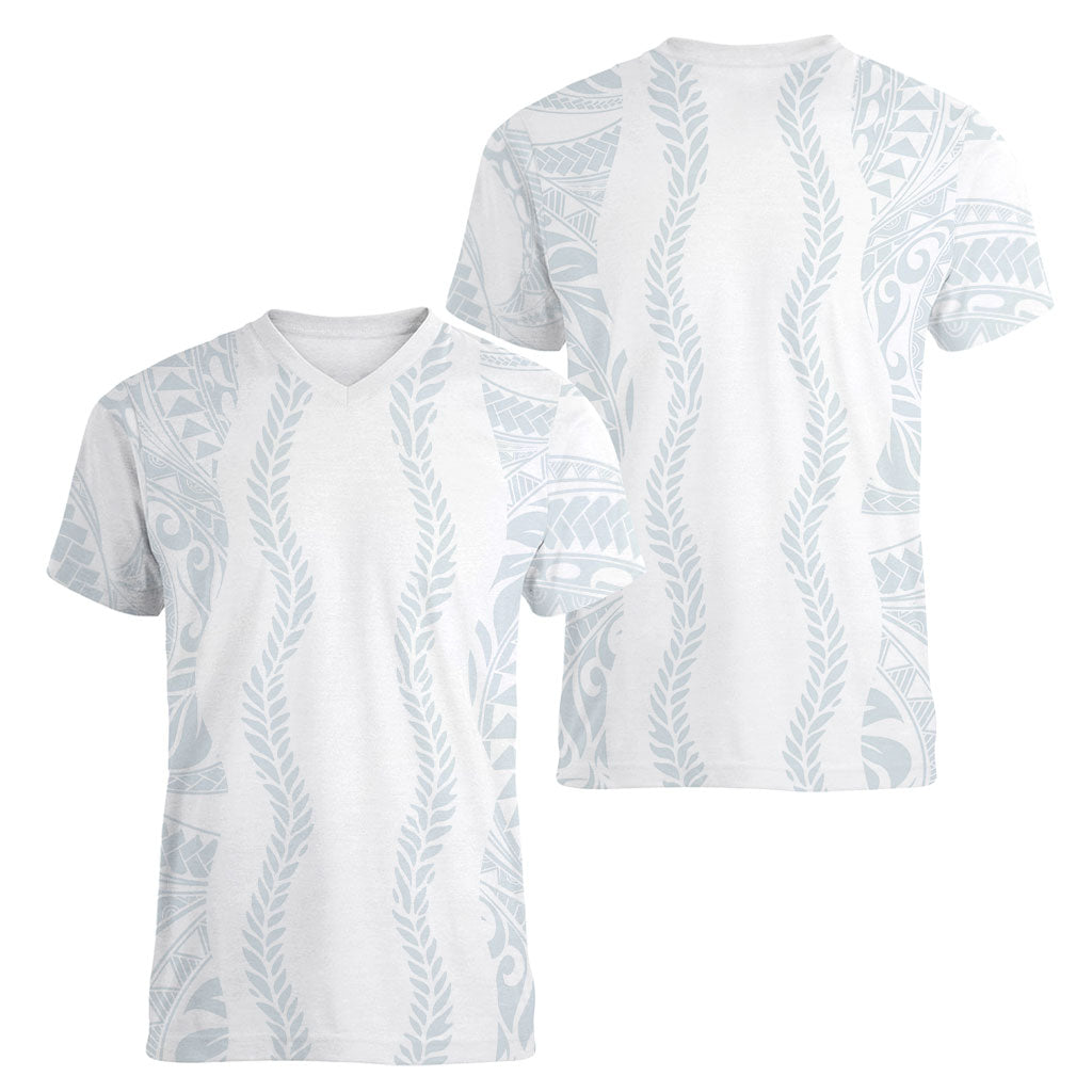 Samoa Lotu Tamaiti Women V-Neck T-Shirt Teuila With Tribal Motifs LT05 - Polynesian Pride
