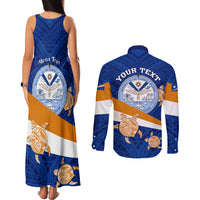 Personalized Marshall Islands Couples Matching Tank Maxi Dress and Long Sleeve Button Shirts Manit Day Coat Of Arms With Polynesian Turtle LT05 - Polynesian Pride