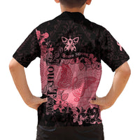 Personalized Breast Cancer Kid Hawaiian Shirt Survivor Polynesian Ribbon Butterfly LT05 - Polynesian Pride