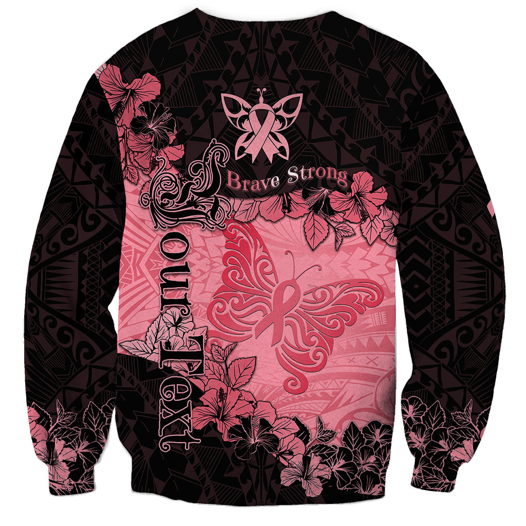 Personalized Breast Cancer Sweatshirt Survivor Polynesian Ribbon Butterfly LT05 - Polynesian Pride