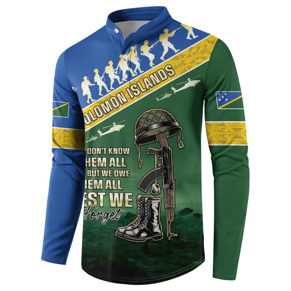 Solomon Islands Remembrance Day Button Sweatshirt Lest We Forget