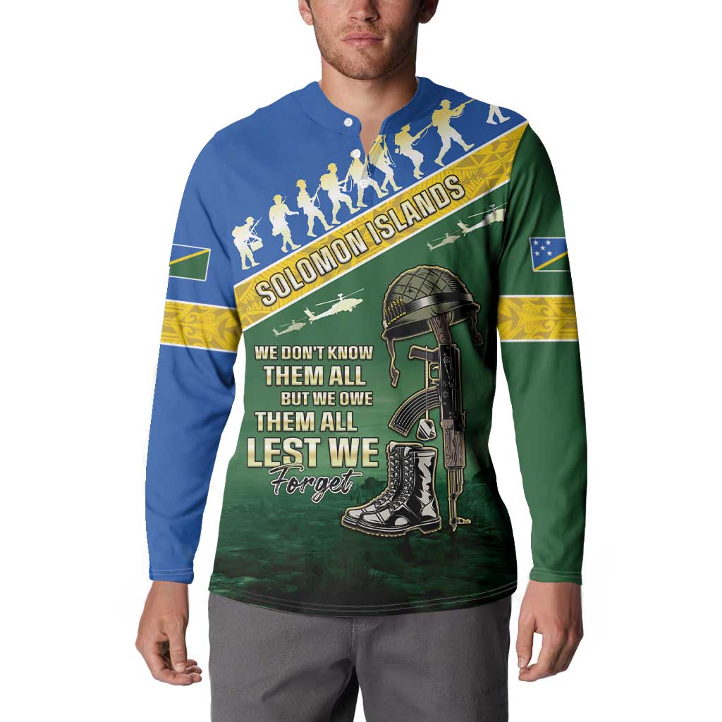 Solomon Islands Remembrance Day Button Sweatshirt Lest We Forget
