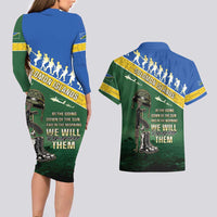 Solomon Islands Remembrance Day Couples Matching Long Sleeve Bodycon Dress and Hawaiian Shirt Lest We Forget
