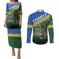 Solomon Islands Remembrance Day Couples Matching Puletasi and Long Sleeve Button Shirt Lest We Forget