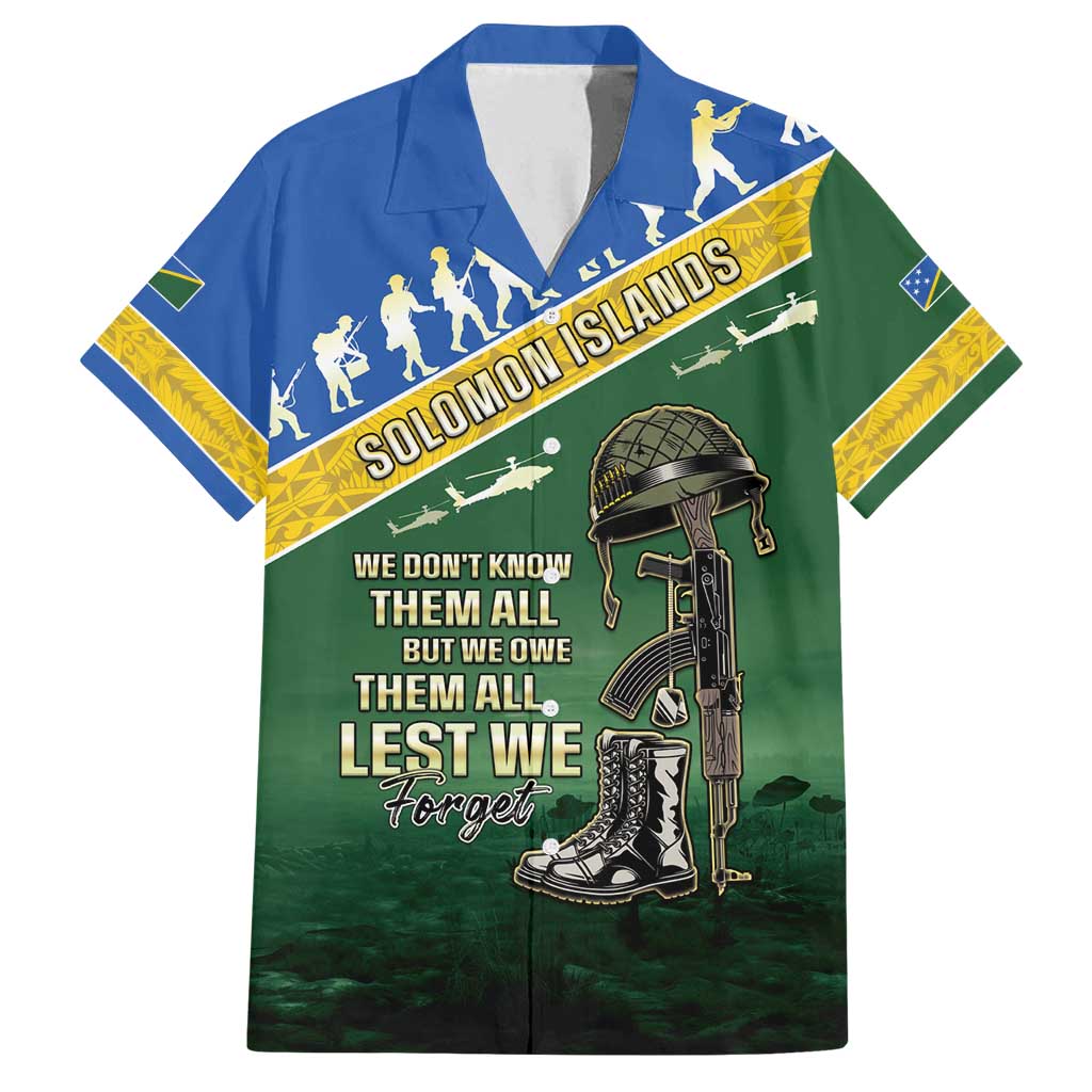 Solomon Islands Remembrance Day Family Matching Long Sleeve Bodycon Dress and Hawaiian Shirt Lest We Forget