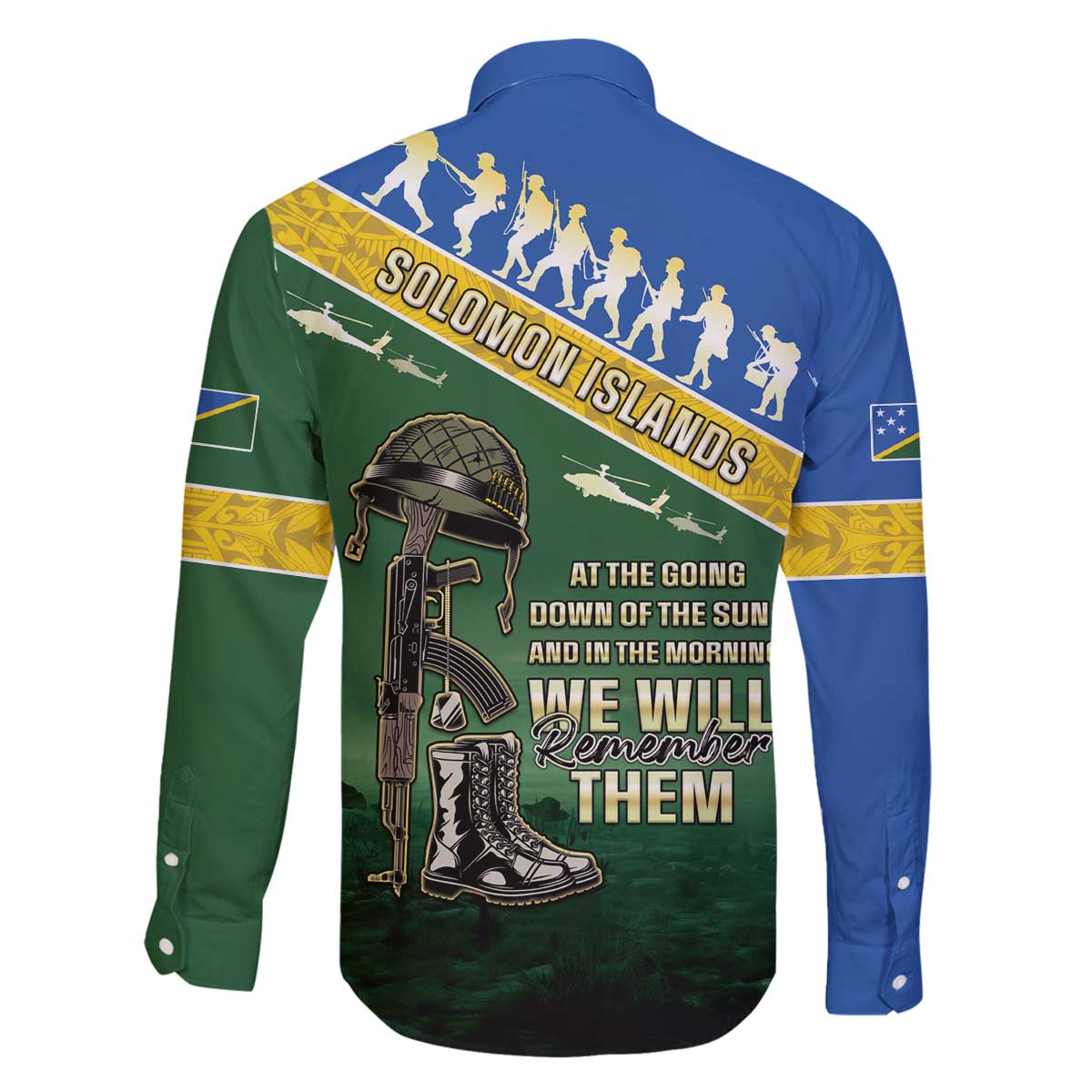 Solomon Islands Remembrance Day Family Matching Off The Shoulder Long Sleeve Dress and Hawaiian Shirt Lest We Forget