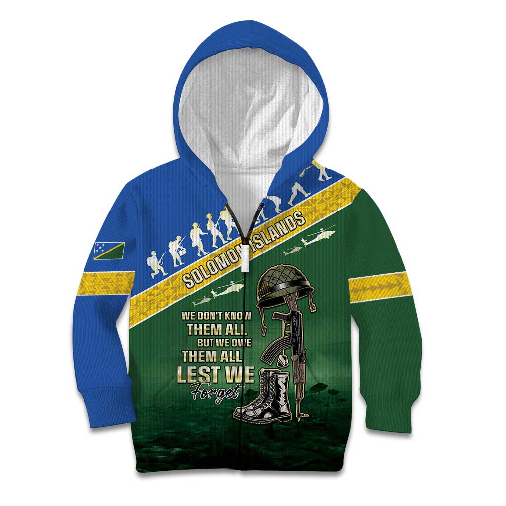 Solomon Islands Remembrance Day Kid Hoodie Lest We Forget
