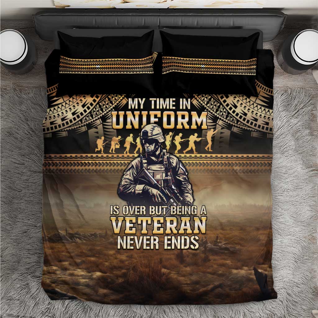 Polynesia Veterans Day Bedding Set Thank You Veterans Polynesian Pattern LT05 Gold - Polynesian Pride