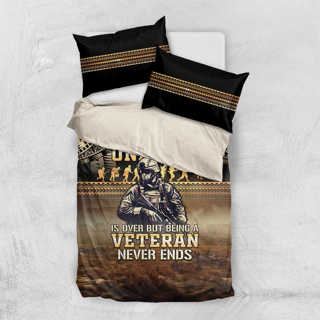 Polynesia Veterans Day Bedding Set Thank You Veterans Polynesian Pattern LT05 US Twin 172cm x 218cm Gold - Polynesian Pride
