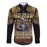 Polynesia Veterans Day Family Matching Tank Maxi Dress and Hawaiian Shirt Thank You Veterans Polynesian Pattern LT05 Dad's Shirt - Long Sleeve Gold - Polynesian Pride