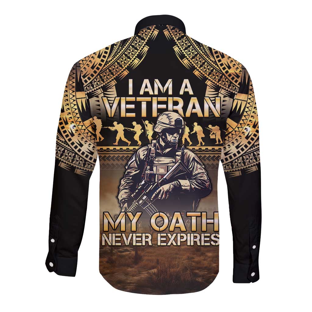 Polynesia Veterans Day Long Sleeve Button Shirt Thank You Veterans Polynesian Pattern