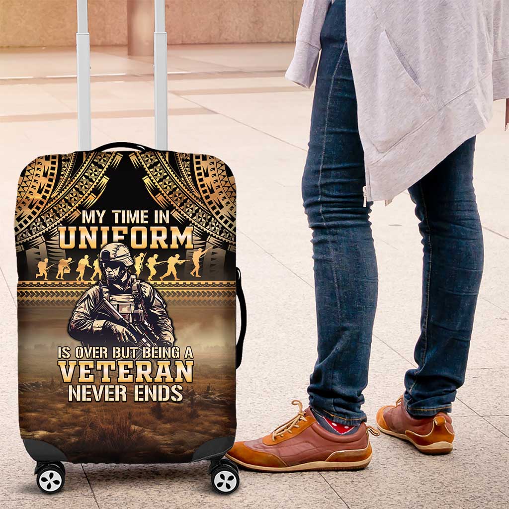 Polynesia Veterans Day Luggage Cover Thank You Veterans Polynesian Pattern LT05 Gold - Polynesian Pride