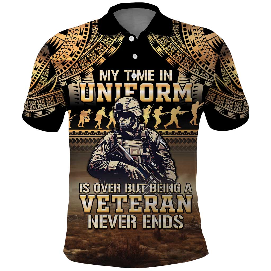 Polynesia Veterans Day Polo Shirt Thank You Veterans Polynesian Pattern LT05 Gold - Polynesian Pride