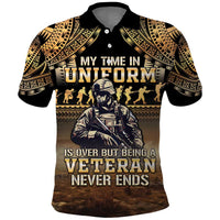 Polynesia Veterans Day Polo Shirt Thank You Veterans Polynesian Pattern LT05 Gold - Polynesian Pride