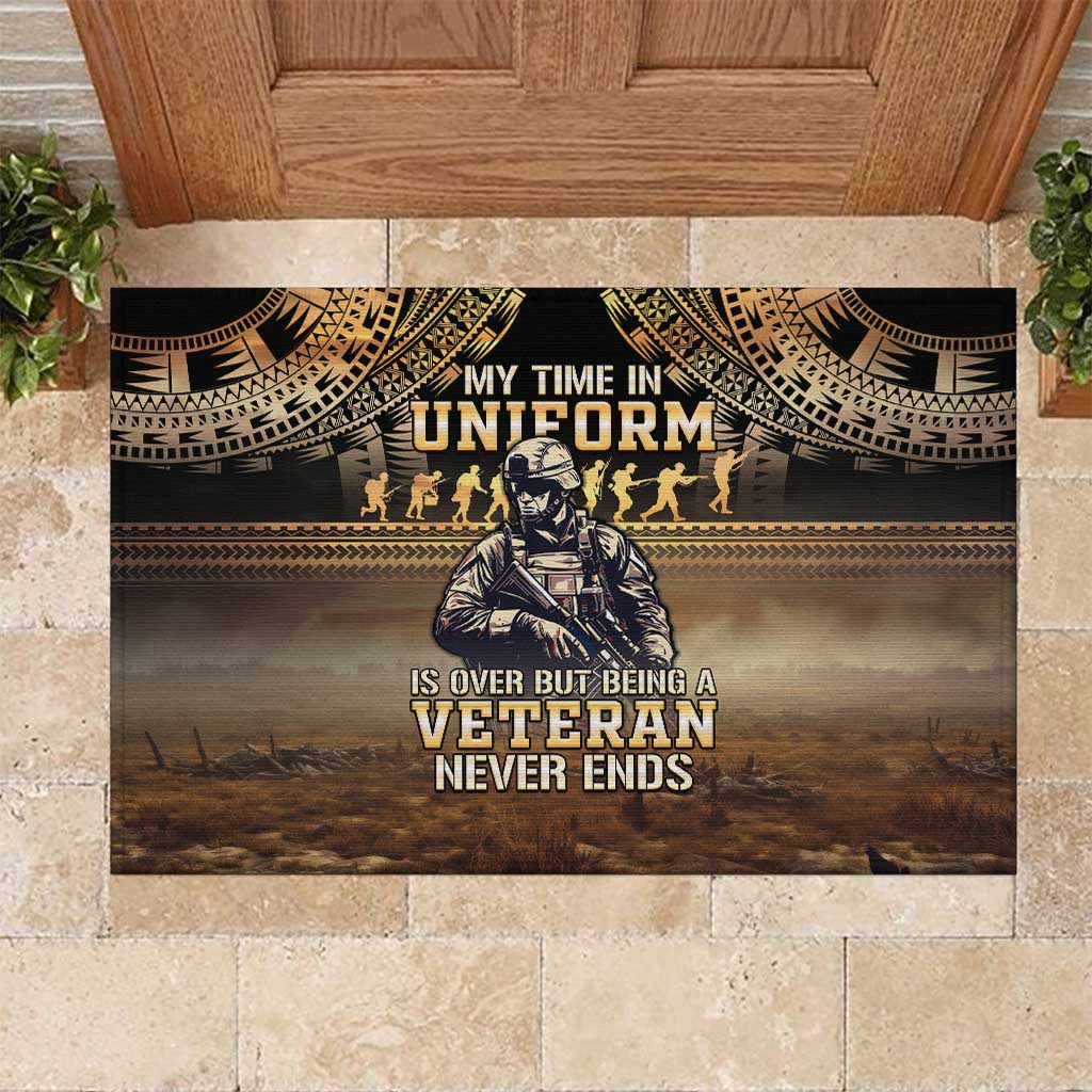 Polynesia Veterans Day Rubber Doormat Thank You Veterans Polynesian Pattern