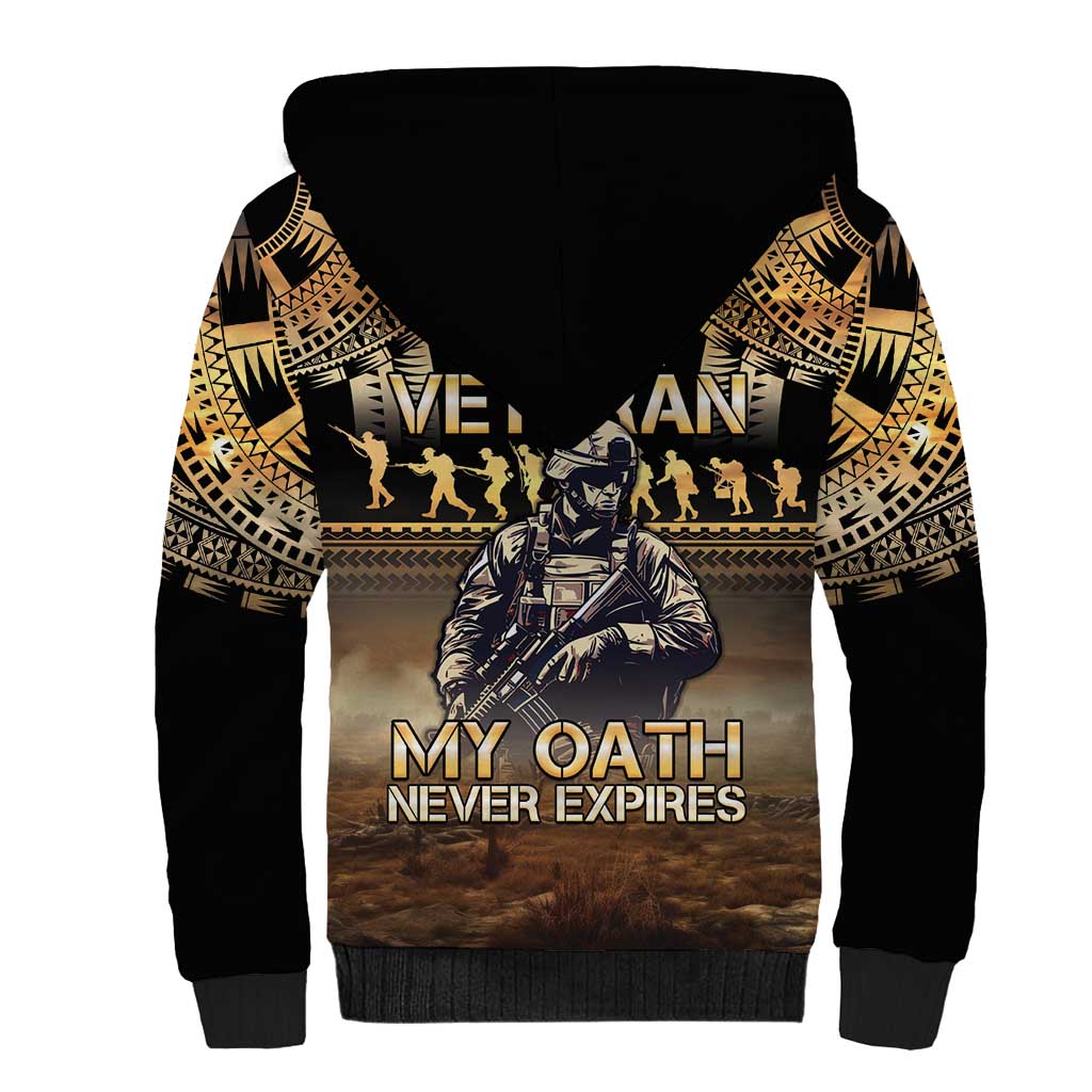 Polynesia Veterans Day Sherpa Hoodie Thank You Veterans Polynesian Pattern