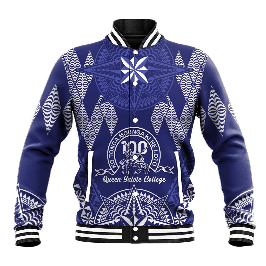 Personalised Queen Salote College Centenary Baseball Jacket Tongan Kupesi Pattern - Polynesian Pride
