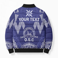 Personalised Queen Salote College Centenary Bomber Puffer Jacket Tongan Kupesi Pattern - Polynesian Pride