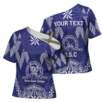 Personalised Queen Salote College Centenary Cross Shoulder Shirt Tongan Kupesi Pattern - Polynesian Pride
