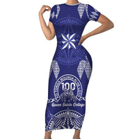 Personalised Queen Salote College Centenary Family Matching Short Sleeve Bodycon Dress and Hawaiian Shirt Tongan Kupesi Pattern - Polynesian Pride