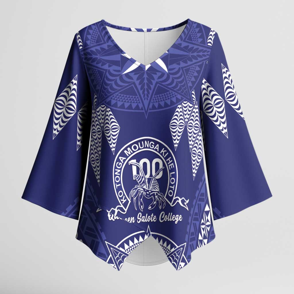 Personalised Queen Salote College Centenary Kimono Sleeve Blouse Tongan Kupesi Pattern - Polynesian Pride