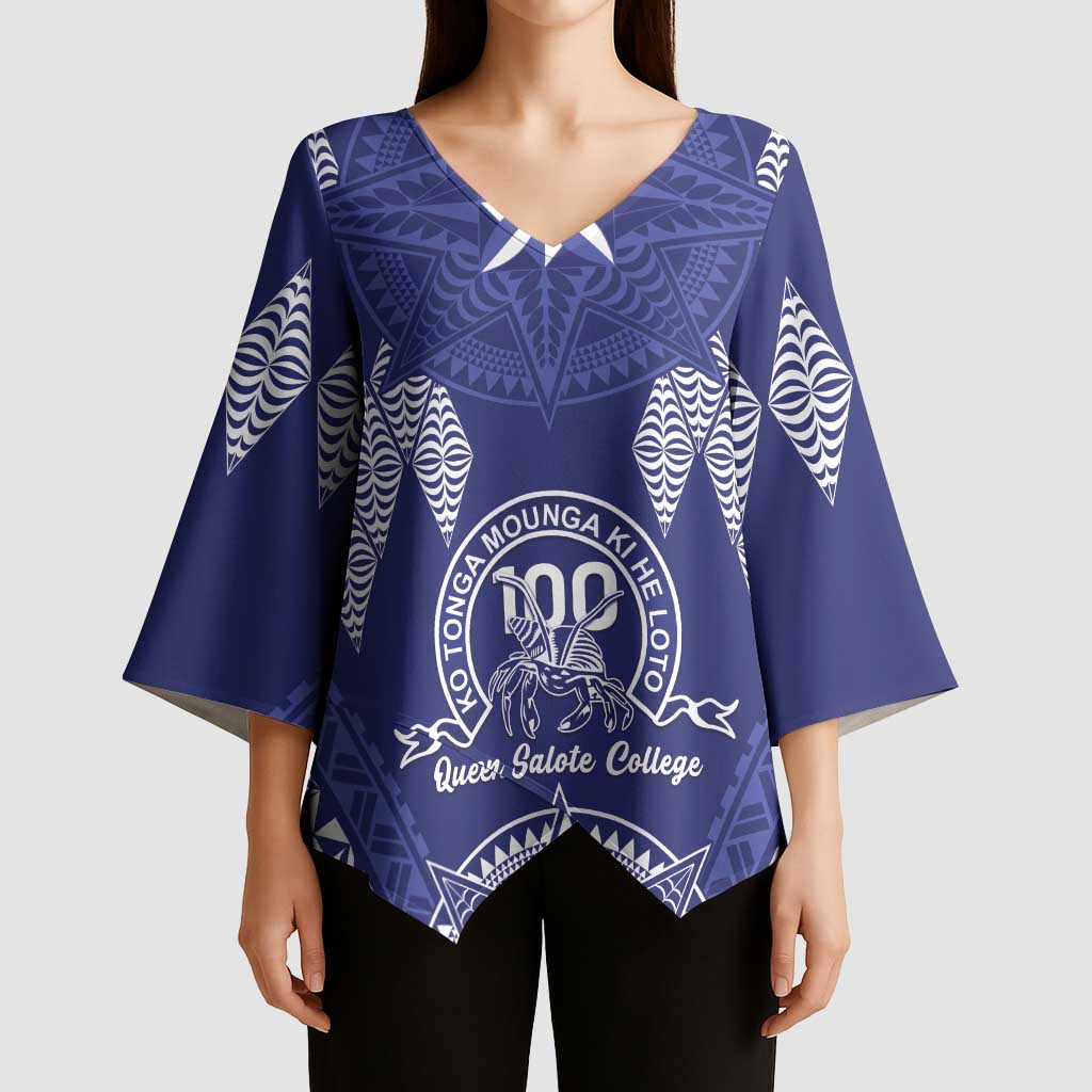 Personalised Queen Salote College Centenary Kimono Sleeve Blouse Tongan Kupesi Pattern - Polynesian Pride