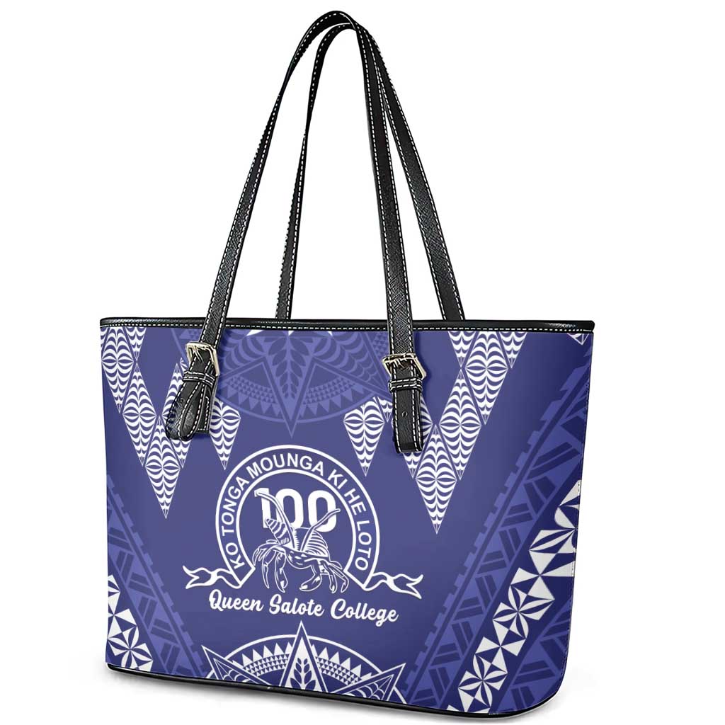 Queen Salote College Centenary Leather Tote Bag Tongan Kupesi Pattern - Polynesian Pride