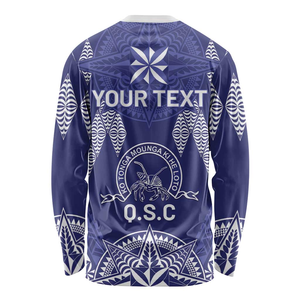 Personalised Queen Salote College Centenary Long Sleeve Shirt Tongan Kupesi Pattern - Polynesian Pride