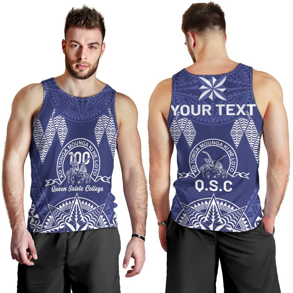 Personalised Queen Salote College Centenary Men Tank Top Tongan Kupesi Pattern - Polynesian Pride