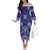 Personalised Queen Salote College Centenary Off The Shoulder Long Sleeve Dress Tongan Kupesi Pattern - Polynesian Pride