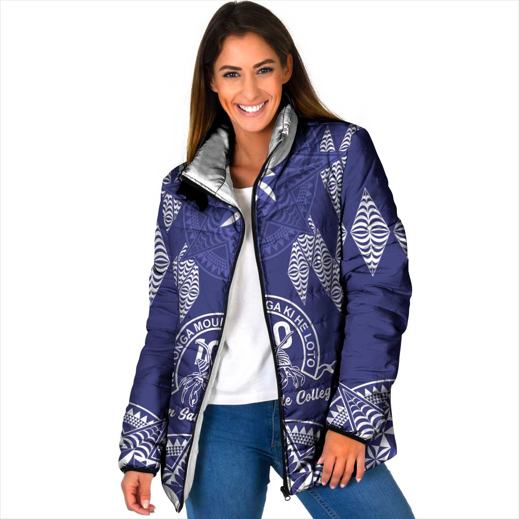 Personalised Queen Salote College Centenary Padded Jacket Tongan Kupesi Pattern - Polynesian Pride