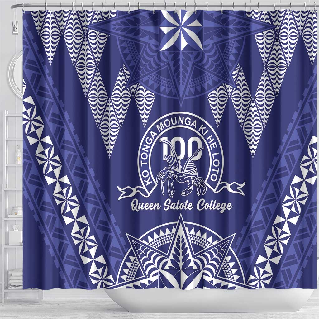 Queen Salote College Centenary Shower Curtain Tongan Kupesi Pattern - Polynesian Pride