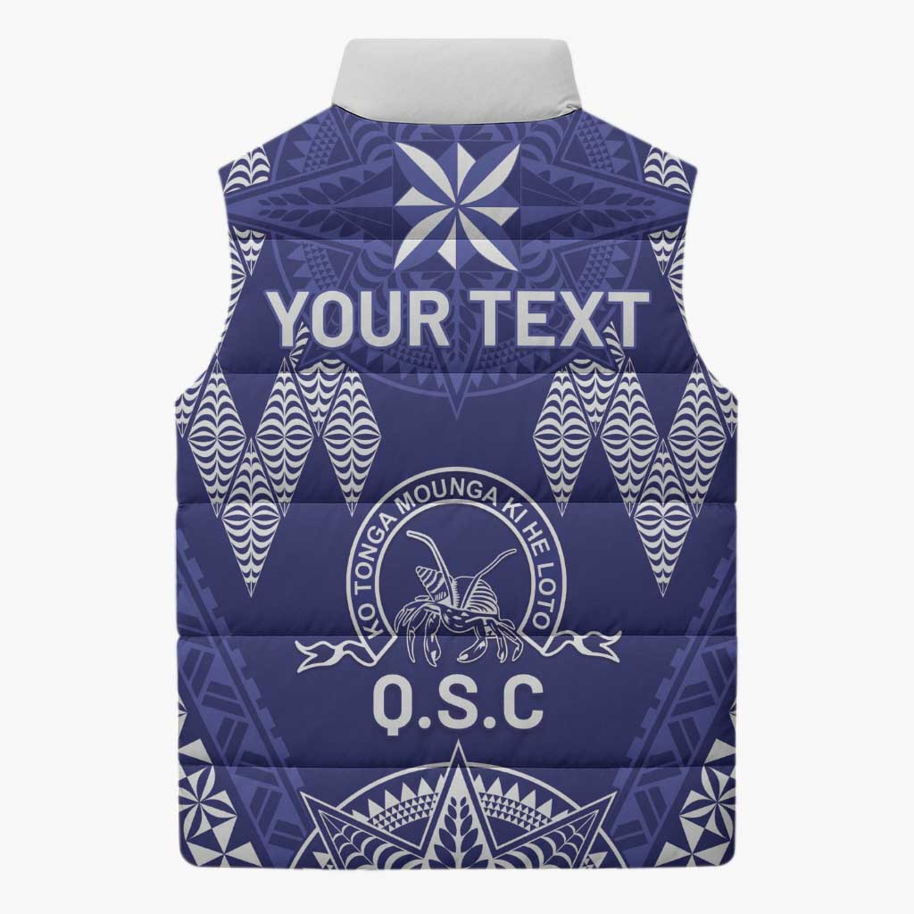 Personalised Queen Salote College Centenary Sleeveless Puffer Jacket Tongan Kupesi Pattern - Polynesian Pride