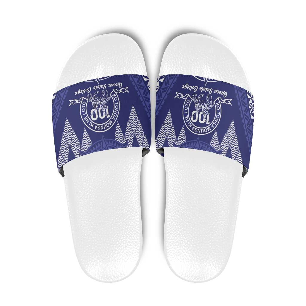 Queen Salote College Centenary Slide Sandals Tongan Kupesi Pattern - Polynesian Pride
