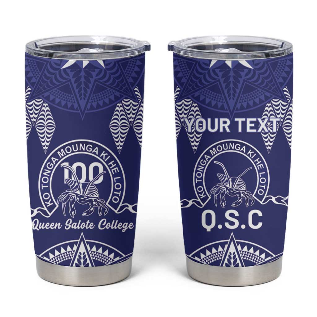 Personalised Queen Salote College Centenary Tumbler Cup Tongan Kupesi Pattern - Polynesian Pride