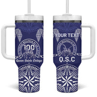 Personalised Queen Salote College Centenary Tumbler With Handle Tongan Kupesi Pattern - Polynesian Pride
