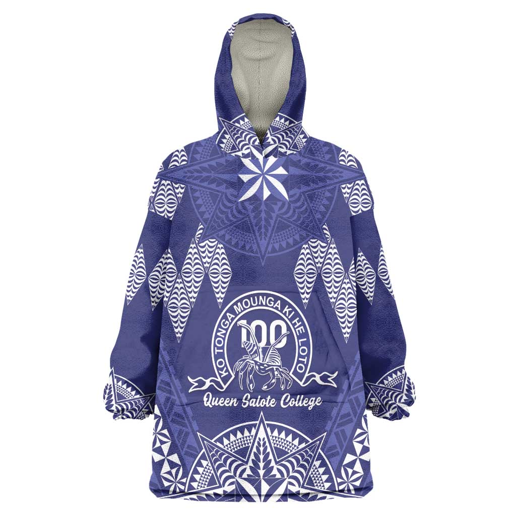 Personalised Queen Salote College Centenary Wearable Blanket Hoodie Tongan Kupesi Pattern - Polynesian Pride