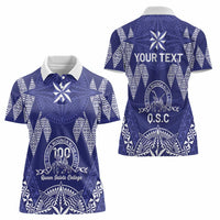 Personalised Queen Salote College Centenary Women Polo Shirt Tongan Kupesi Pattern - Polynesian Pride