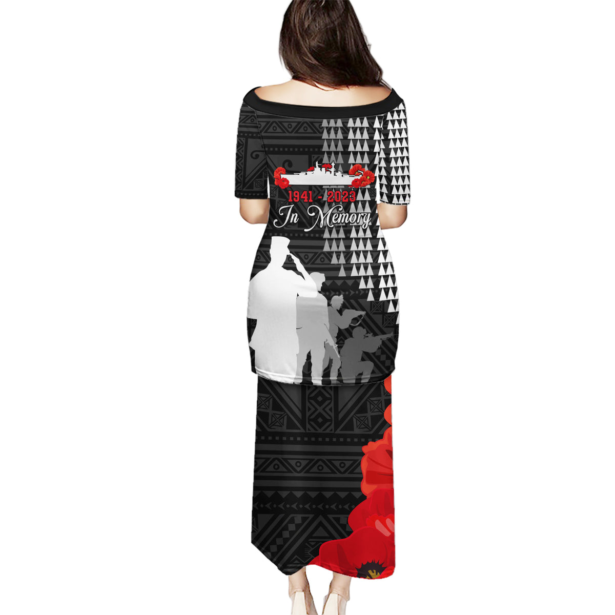 Pearl Harbor Remembrance Day Puletasi USS Arizona In Memory With Polynesian Pattern LT05 - Polynesian Pride