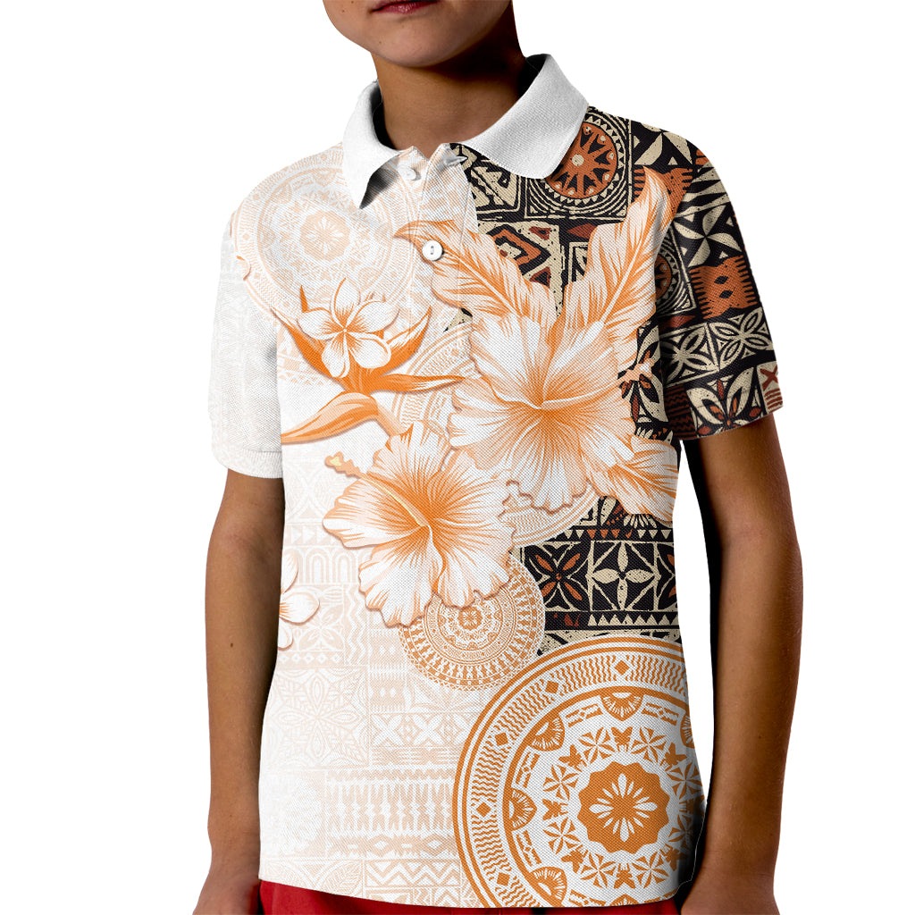 Fiji Kid Polo Shirt Masi Tapa Pattern Brown LT05 Kid Brown - Polynesian Pride