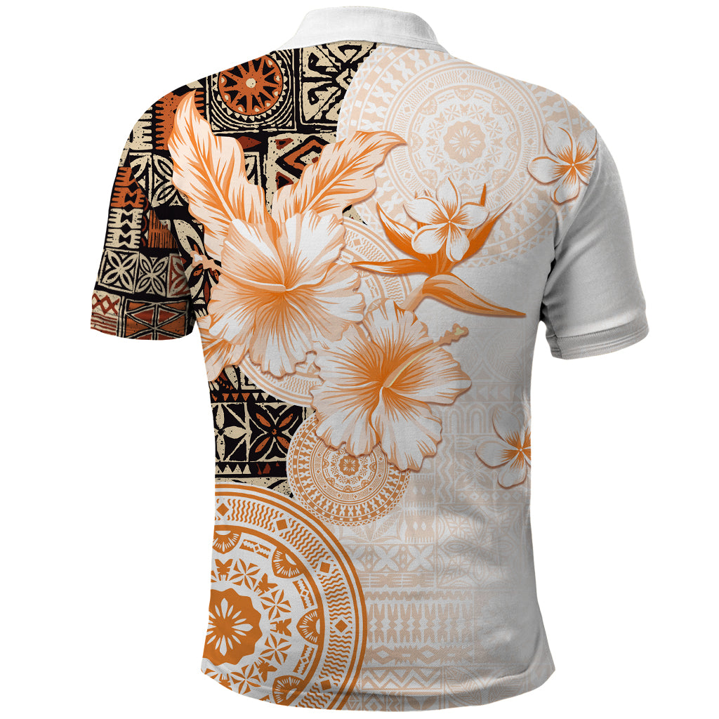 Fiji Polo Shirt Masi Tapa Pattern Brown LT05 - Polynesian Pride