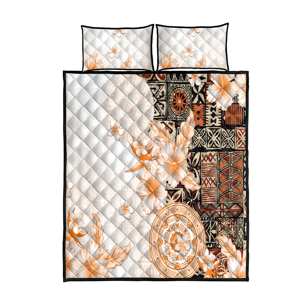 Fiji Quilt Bed Set Masi Tapa Pattern Brown LT05 Brown - Polynesian Pride