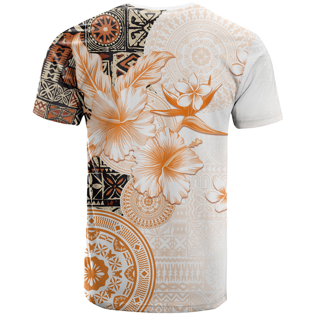 Fiji T Shirt Masi Tapa Pattern Brown LT05 - Polynesian Pride