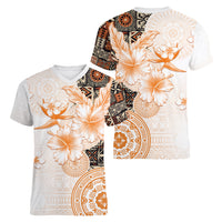 Fiji Women V Neck T Shirt Masi Tapa Pattern Brown LT05 - Polynesian Pride