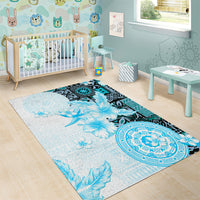 Fiji Area Rug Masi Tapa Pattern Blue LT05 - Polynesian Pride