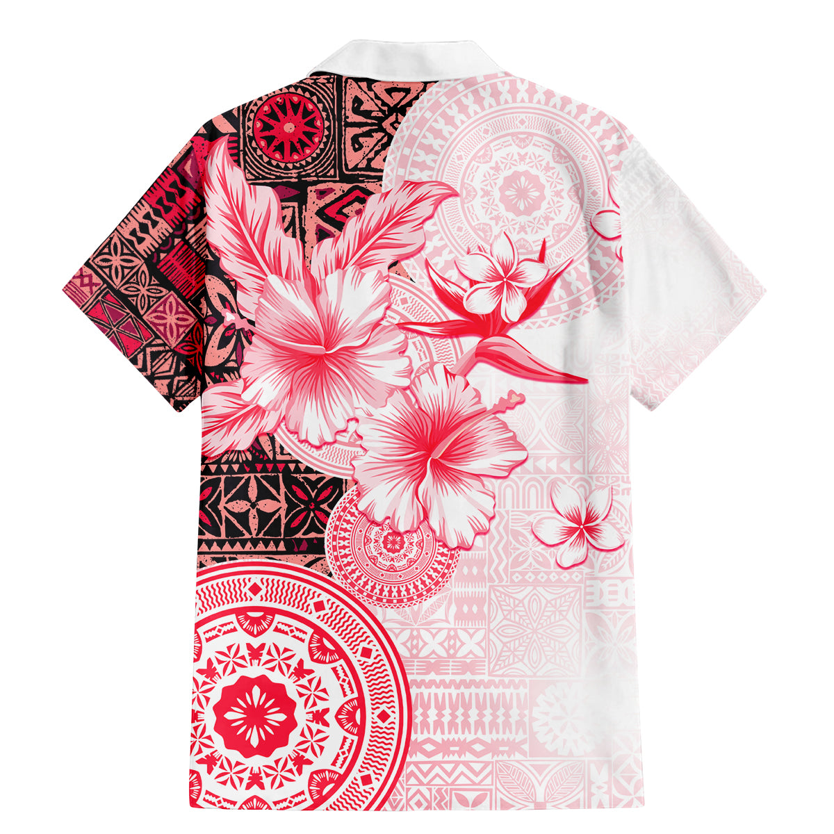 Fiji Family Matching Mermaid Dress and Hawaiian Shirt Masi Tapa Pattern Red LT05 - Polynesian Pride